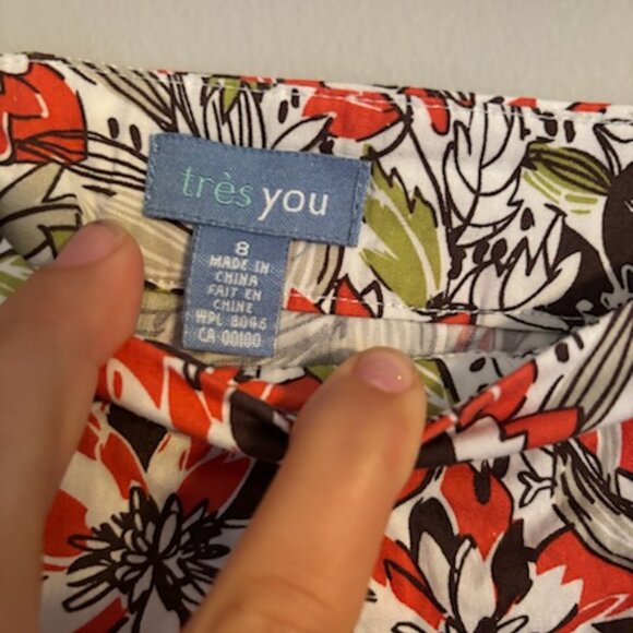 Tres You Floral Pleated Midlength Skirt 100% Cotton 8 - Picture 3 of 5